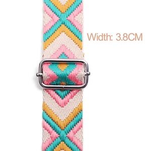 Adjustable Woven Bag Replacement Strap in Pink, Teal & Gold